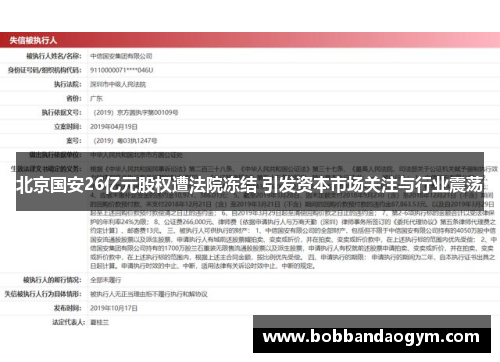 北京国安26亿元股权遭法院冻结 引发资本市场关注与行业震荡
